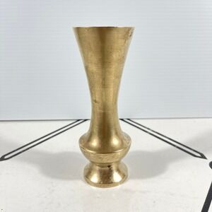 Vintage Solid Brass Bud Vase Flared Rim Pedestal Base Gold Tone 5.5 Inch